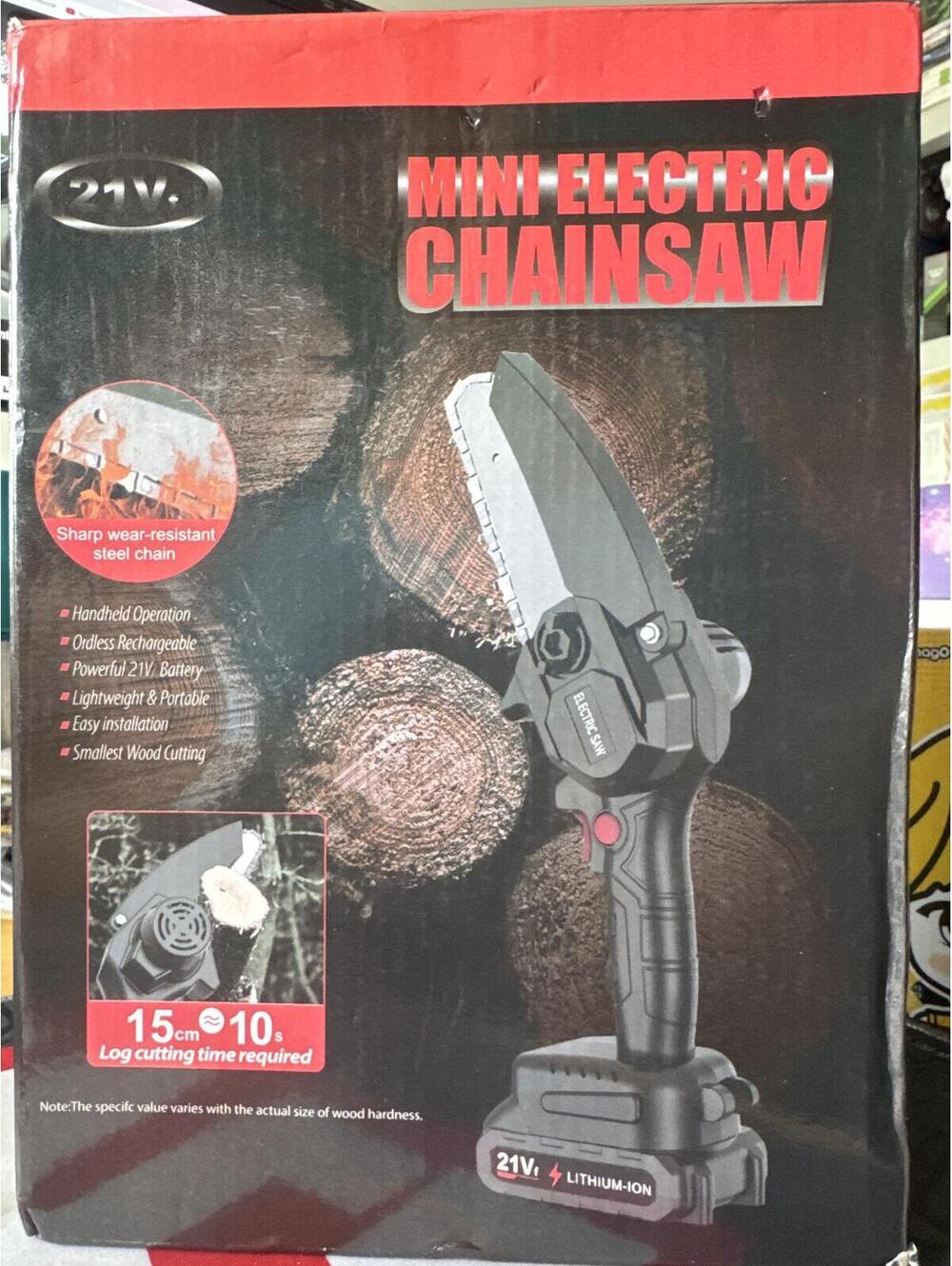 21V Mini Electric Cordless Rechargeable CHAINSAW Handheld Saw w/ Charging Cord